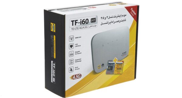 مودم ایرانسل مدل tf-i60 h1 همراه با 300 گیگ اینترنت 6 ماهه(4G,TD-LTE)